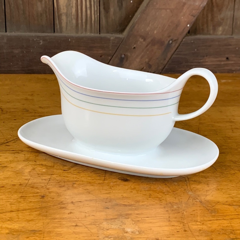 Arzberg Rainbow Stripe White Gravy Boat